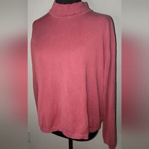 ORVIS Womens 100% Silk Mockneck SWEATER Faded Coral Sz L